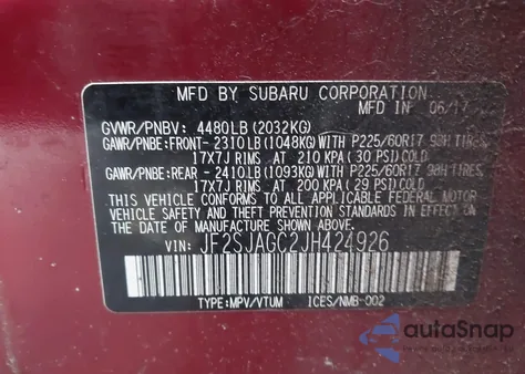2018 Subaru Forester 2.5I Premium from USA, damaged, VIN JF2SJAGC2JH424926